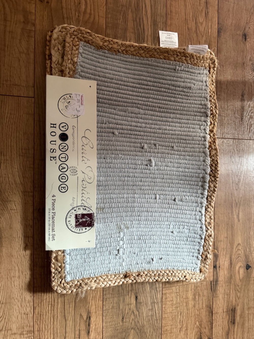 Braided Edge Placemat - Light Gray and Natural